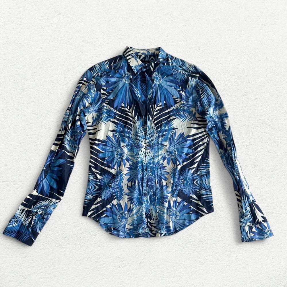 Black Tag by Zara Man Blue Button Up Long Sleeve Shirt